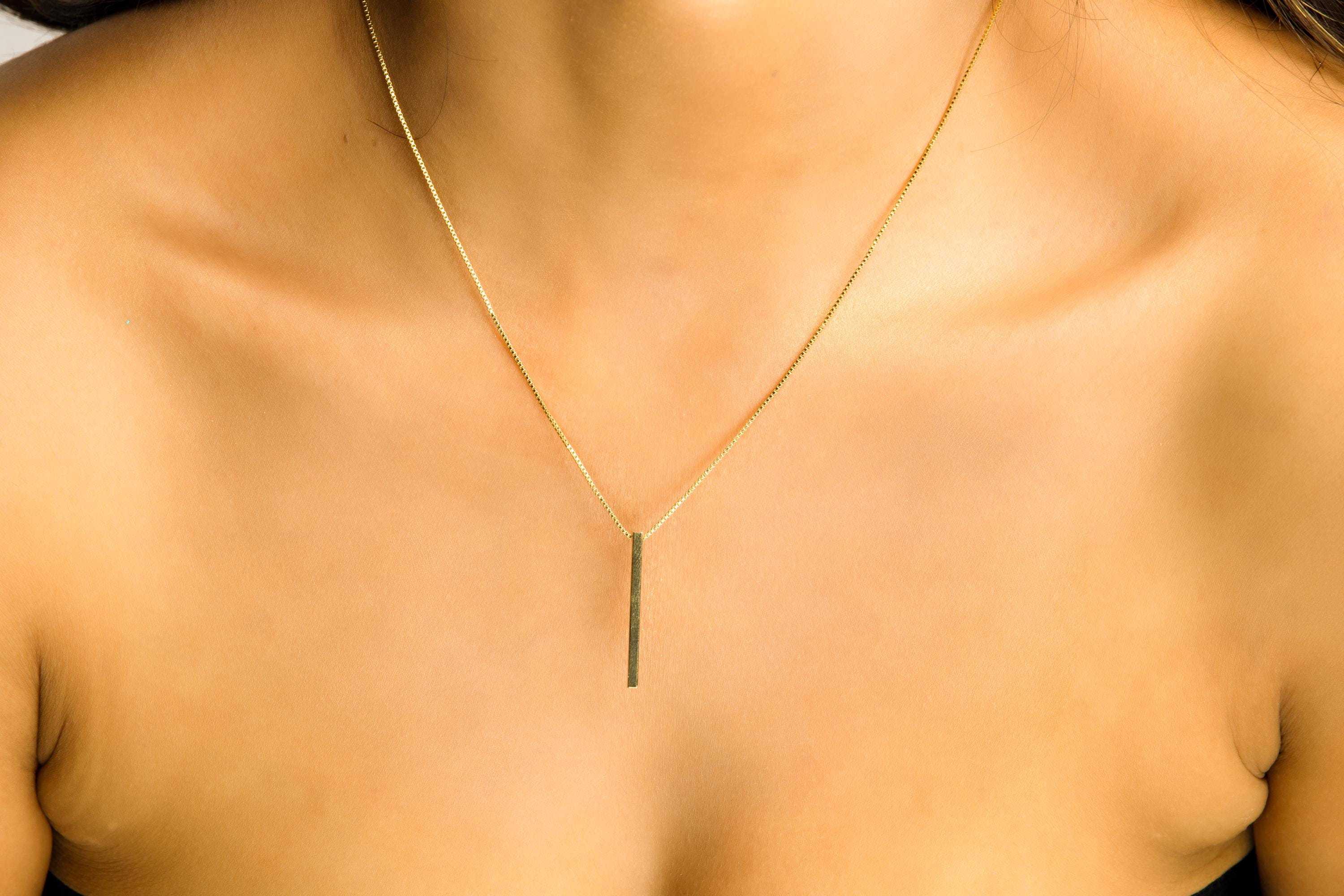 Gold & silver bar necklace, Vertical bar necklace, Minimalist necklace, simple bar necklace, Linked Pendant Necklace , Infinity Necklace