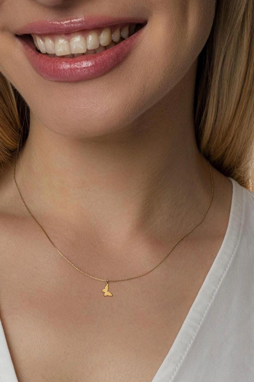 Dainty butterfly Choker, bird Choker, Tiny butterfly Choker Necklace, butterfly Necklace with 0.5mm chain, Gift butterfly Necklace uk