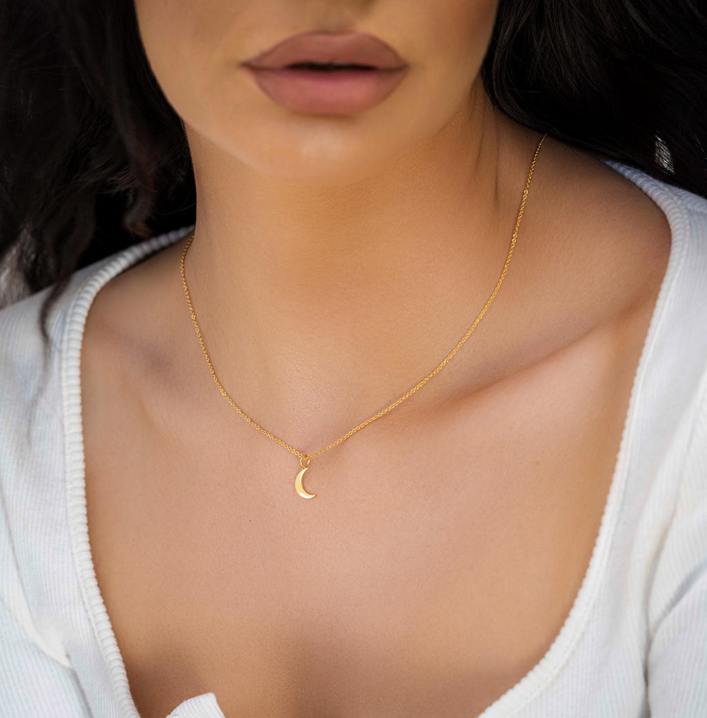 Dainty Moon Necklace, Tiny Necklace, Crescent Necklace, Delicate Moon Necklace, Layered Necklace, Space Jewellery, Crescent Moon Necklace