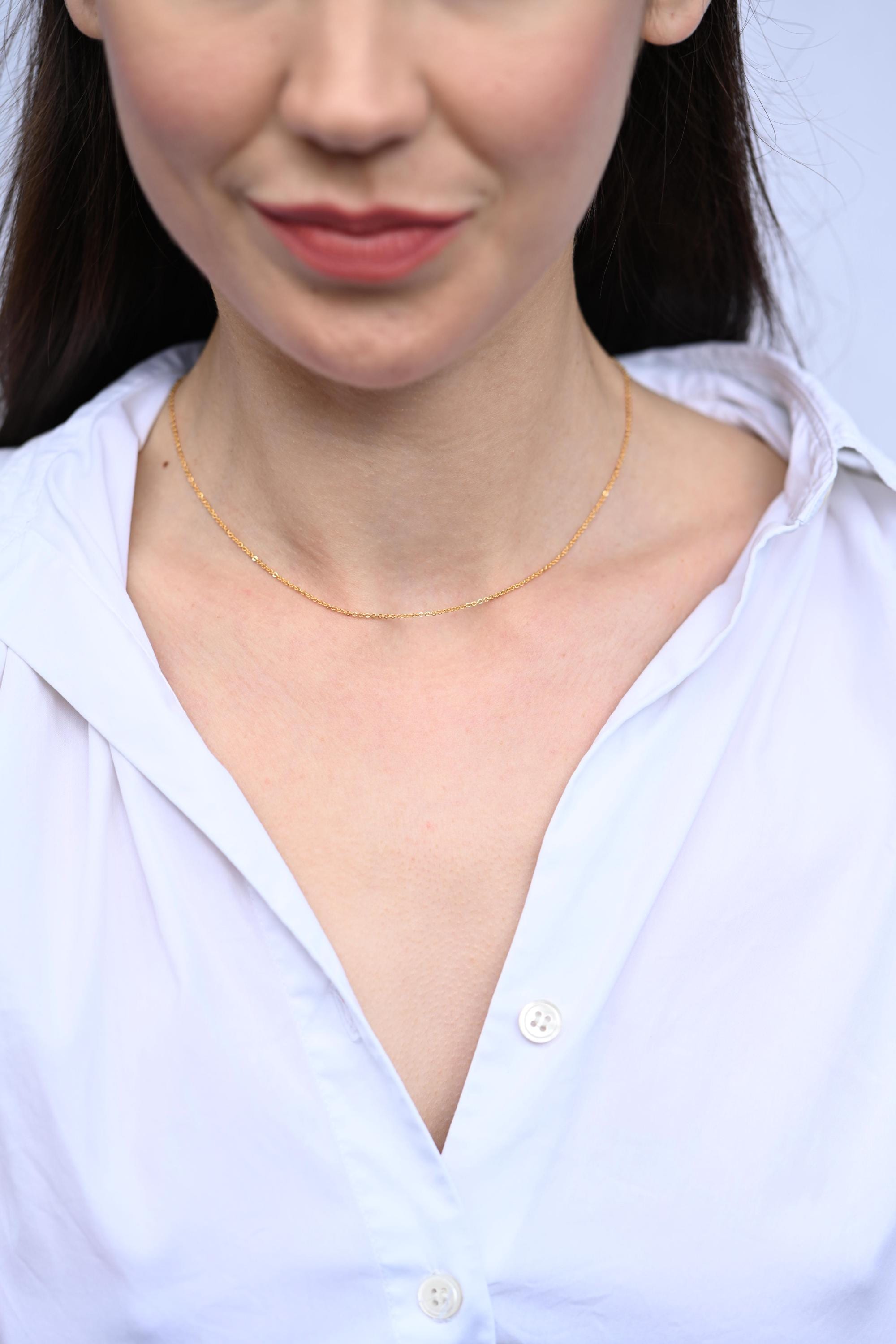 Minimalist 14K Gold Filled Cable Chain Necklace: Delicate Layering Choker