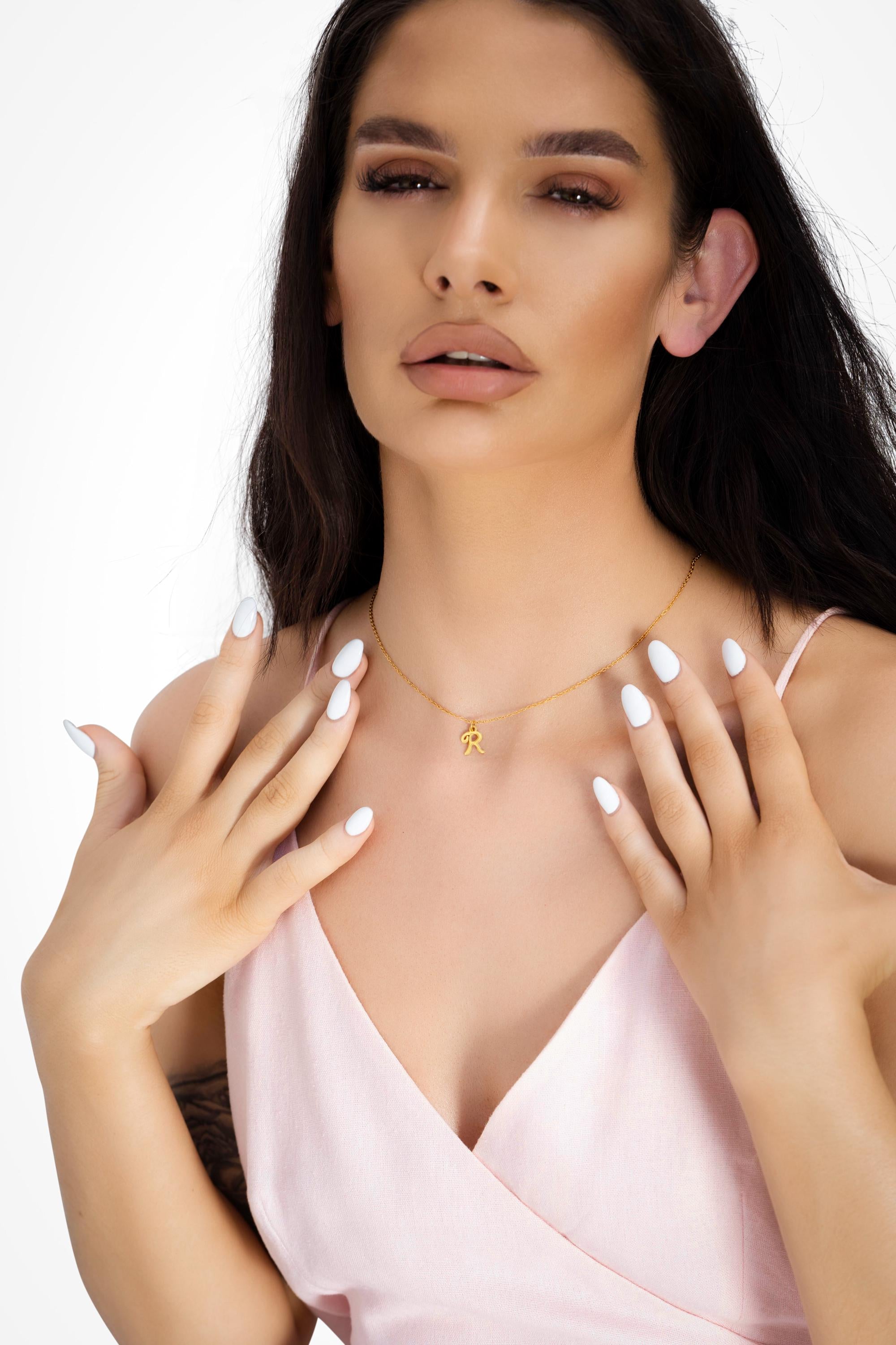 İnitial Necklace, 18K Gold Custom Cursive Letter Pendant Necklace,Delicate Layered Necklace, Minimal Jewelry, Valentine's Day Gift