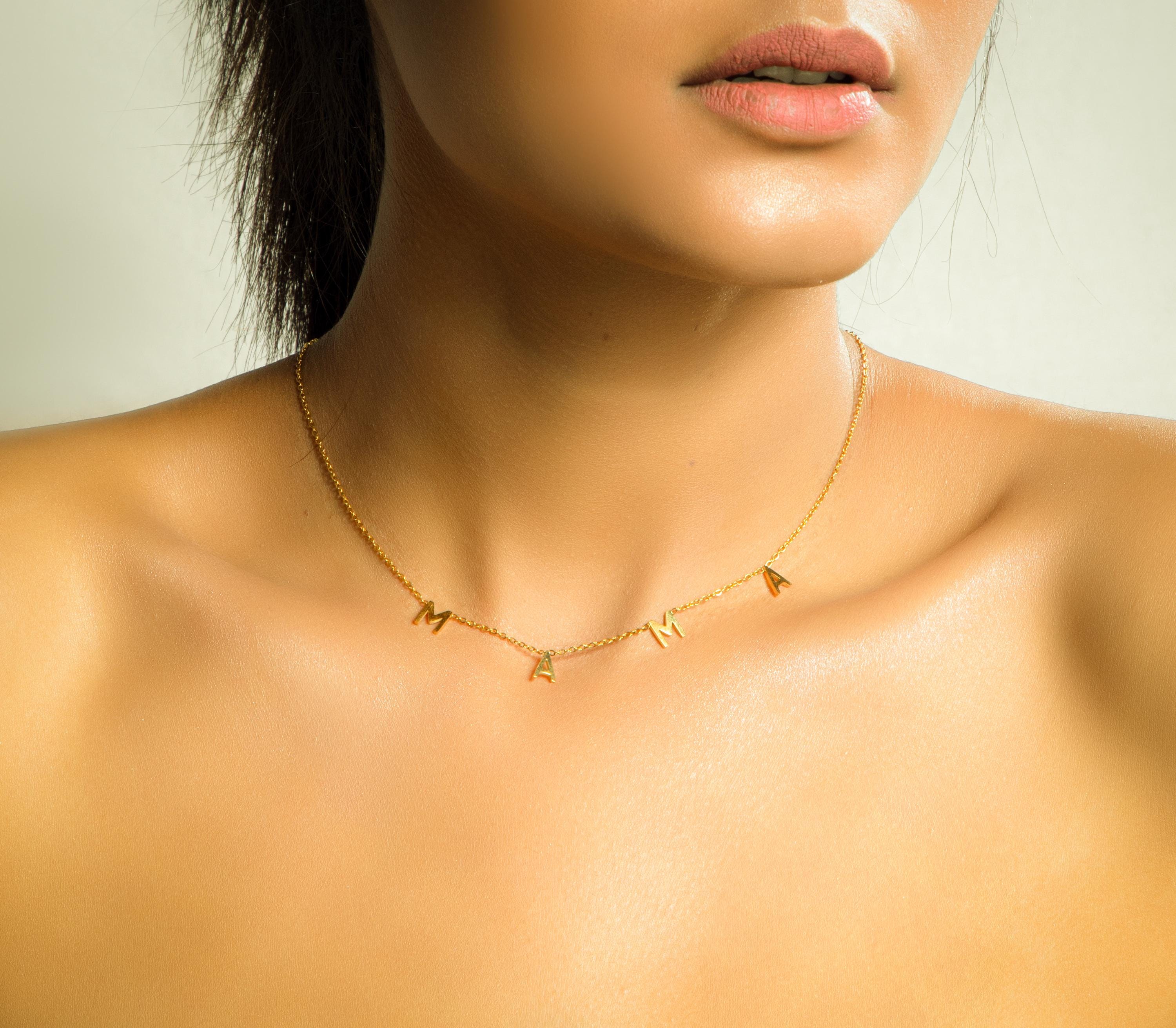 14K Elegant and Timeless Gift for Mama, Handmade Mama Necklace, Personalized Mama Necklace, Trendy Jewelry for Moms, Delicate Mama Necklace