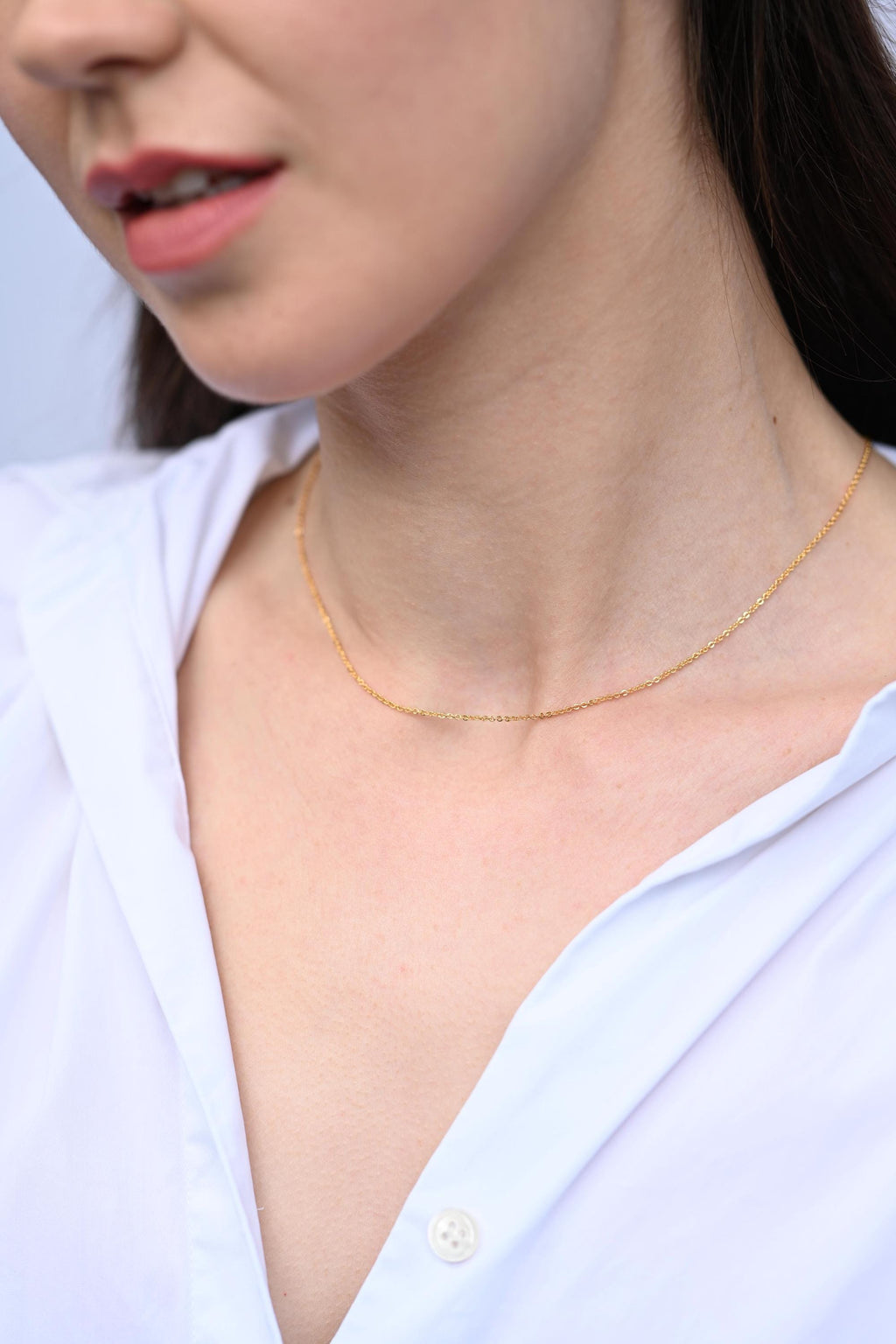 Minimalist 14K Gold Filled Cable Chain Necklace: Delicate Layering Choker