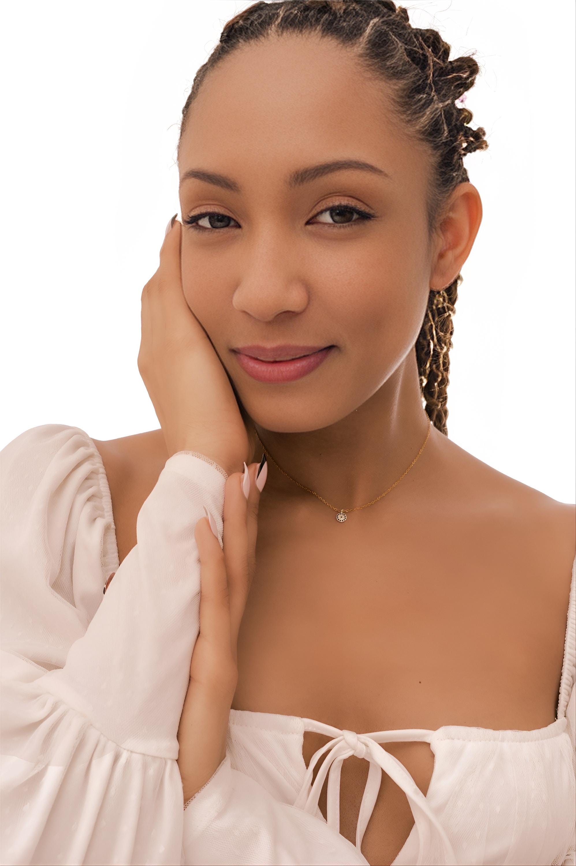 14k  Evil Eye Necklace, Symbol of Good Luck and Spiritual Protection, Trendy Protection Pendant in Silver/Gold, Modern Evil Eye Necklace uk