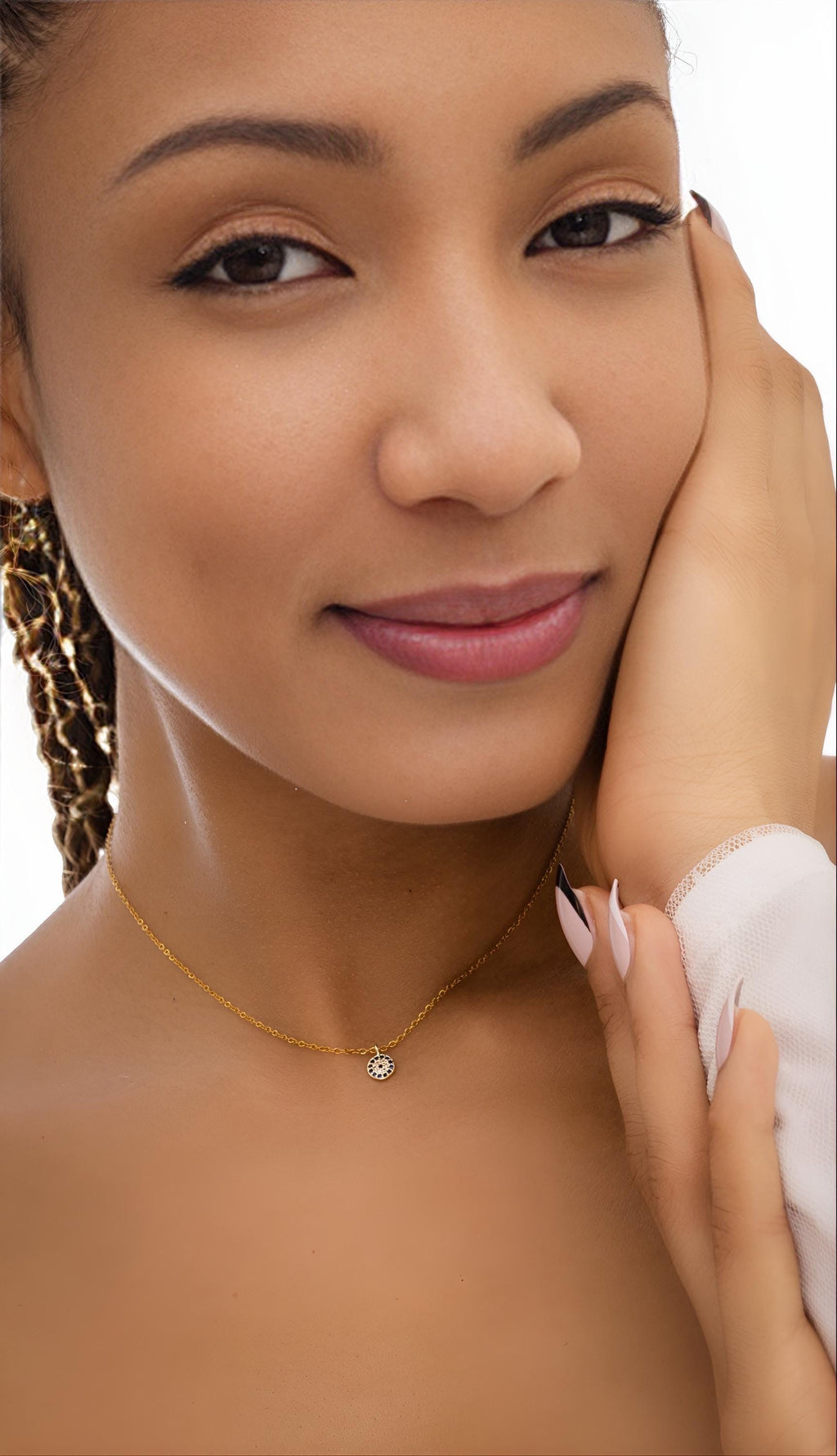 14k  Evil Eye Necklace, Symbol of Good Luck and Spiritual Protection, Trendy Protection Pendant in Silver/Gold, Modern Evil Eye Necklace uk