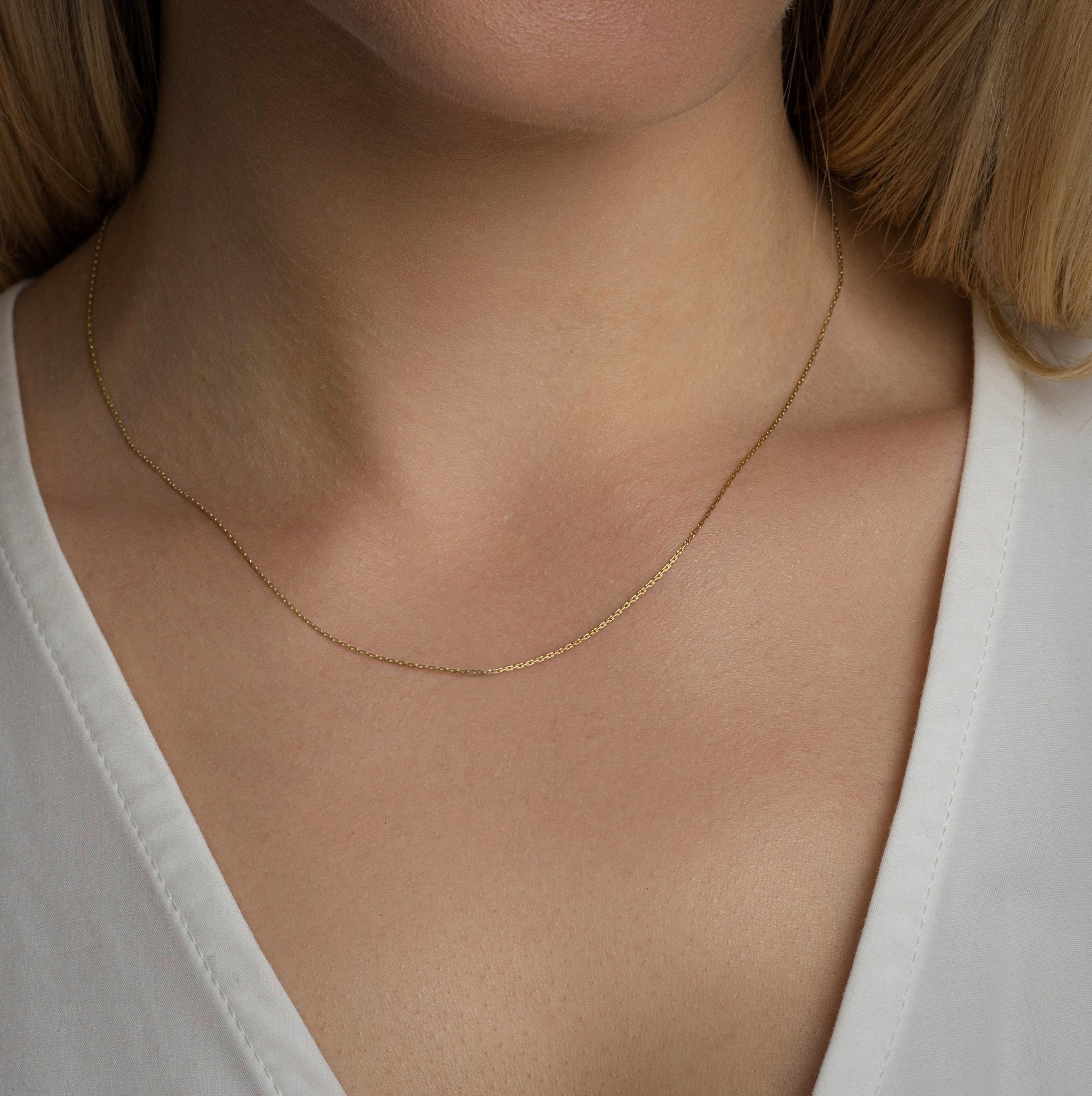 0.5mm Thin Chain Necklace | Dainty Minimalist Chain |  14K Gold Plated / Sterling Silver / Gold Filled | Layering Chain, Everyday Jewelry