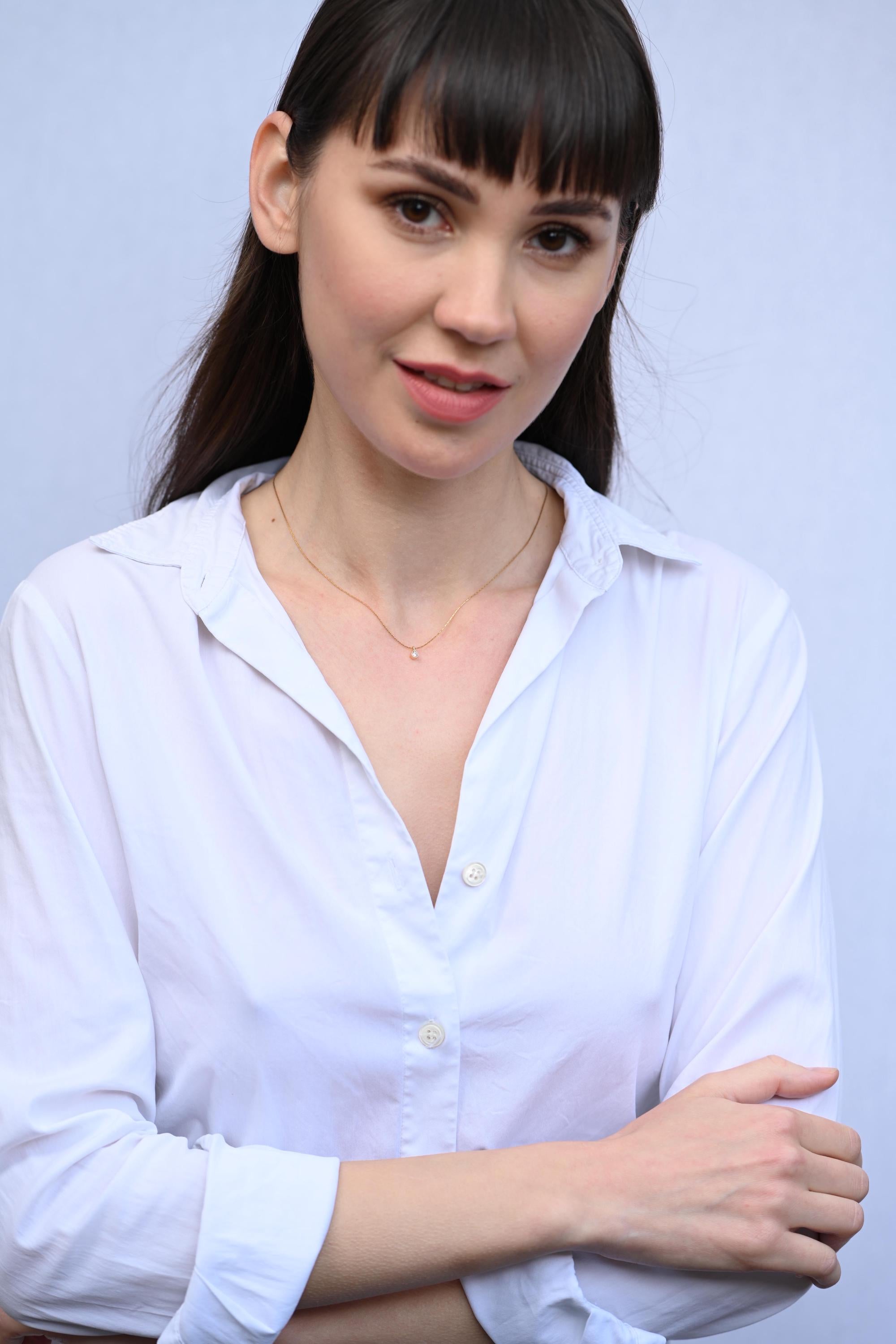 14K Minimalist Diamond Necklace, Sparkling Diamond Necklace, Tiny Crystal Charm Necklace, Tiny Gemstone Necklace, Crystal Charm Necklace uk