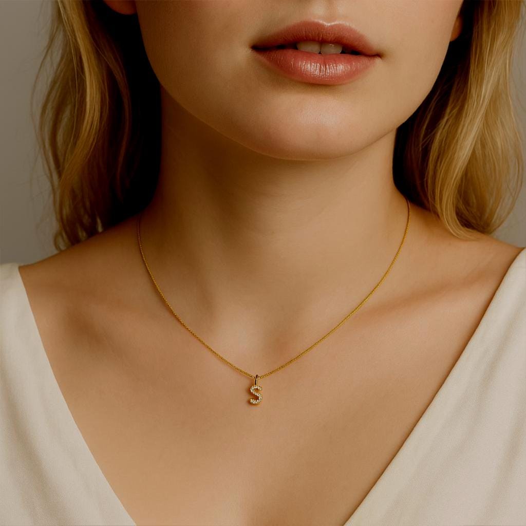 Personalized Shiny Crystal Letter Necklace – Dainty Custom Initial Pendant, Sparkling Alphabet Jewelry, Gift for Her, Bridesmaid, Birthday,