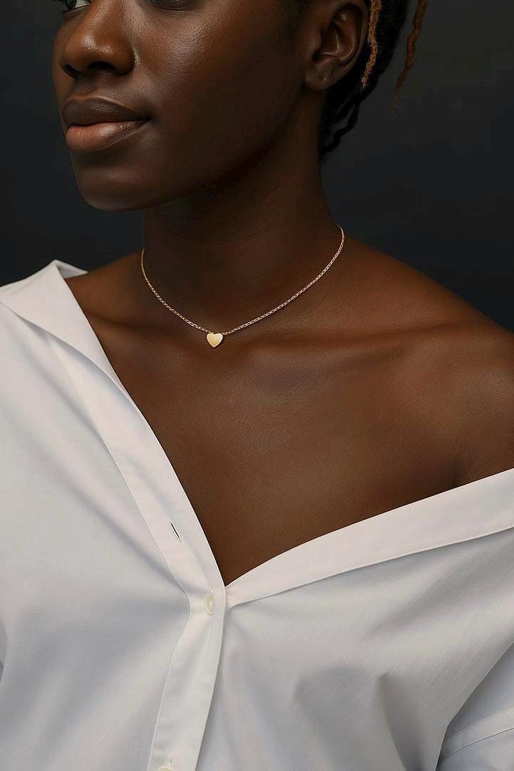 Tiny Heart Necklace – Dainty Gold Heart Choker – Minimalist Everyday Jewelry for Women – Delicate Gift for Her – Bridesmaid Jewelry