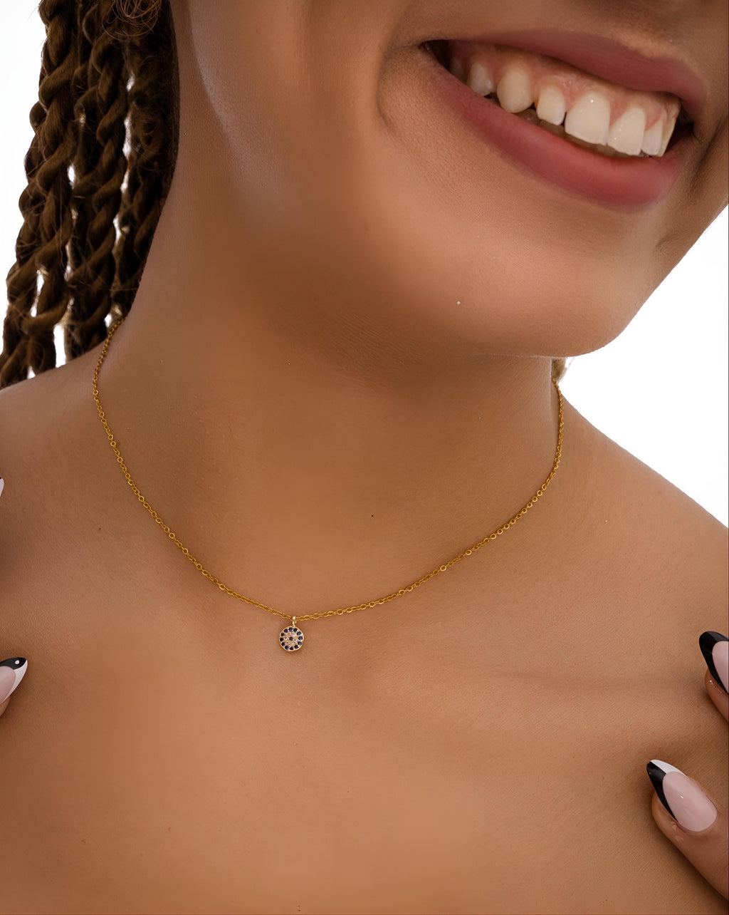 14k  Evil Eye Necklace, Symbol of Good Luck and Spiritual Protection, Trendy Protection Pendant in Silver/Gold, Modern Evil Eye Necklace uk