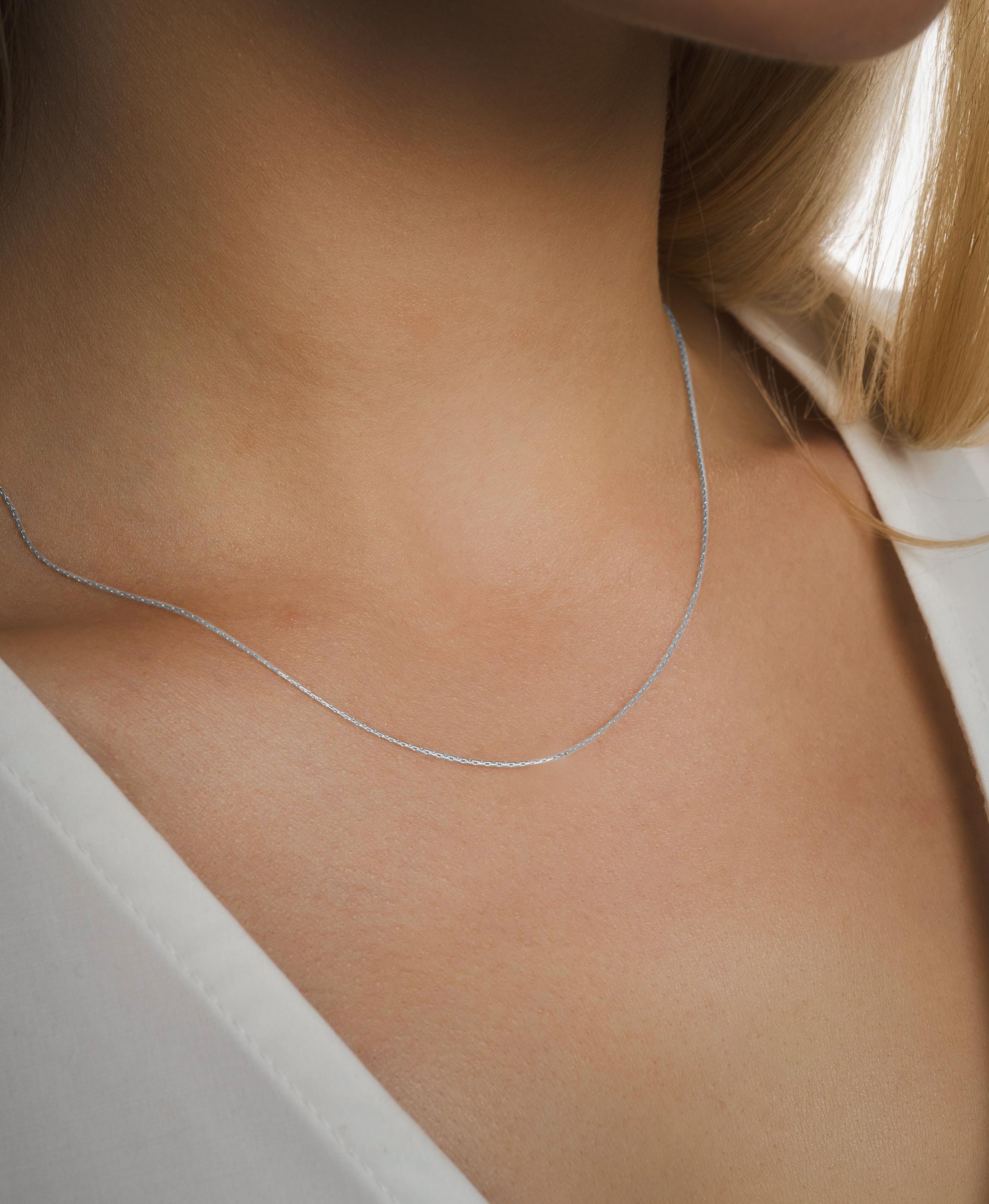 Minimalist Choker Chain | Dainty 0.5MM Gold or Silver Chain Necklace | Simple Everyday Jewelry | Adjustable Layering Choker for Women