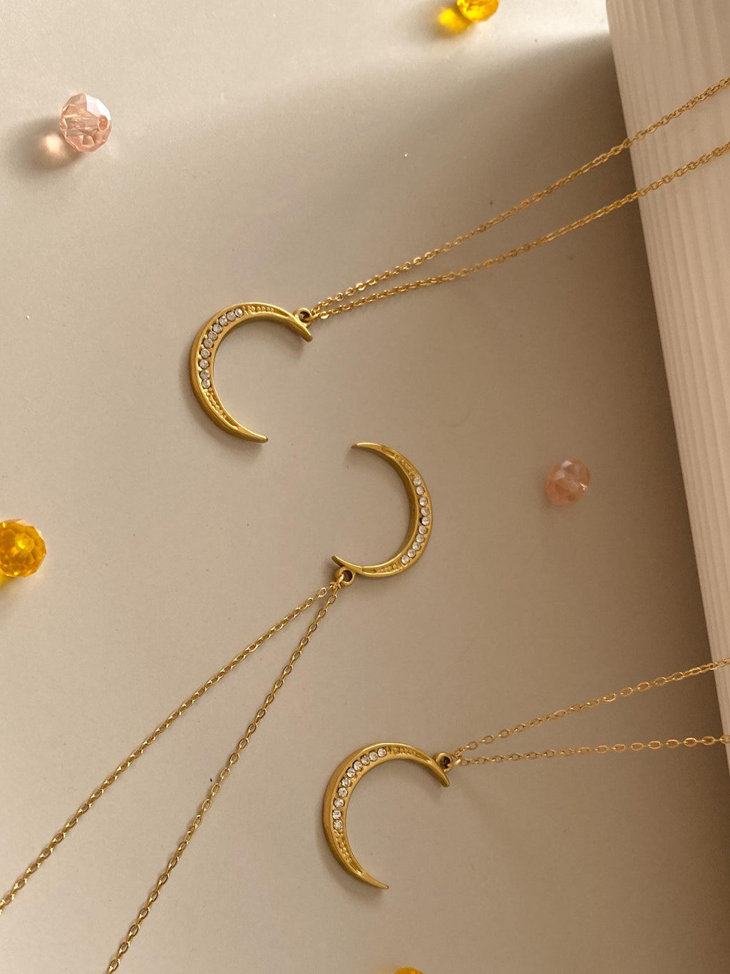 Crescent Moon Necklace – Gold Moon Pendant with Cubic Zirconia | Dainty Gold and Silver Jewelry | Celestial Jewelry Gift for Her Uk