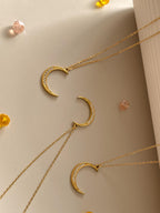 Crescent Moon Necklace – Gold Moon Pendant with Cubic Zirconia | Dainty Gold and Silver Jewelry | Celestial Jewelry Gift for Her Uk