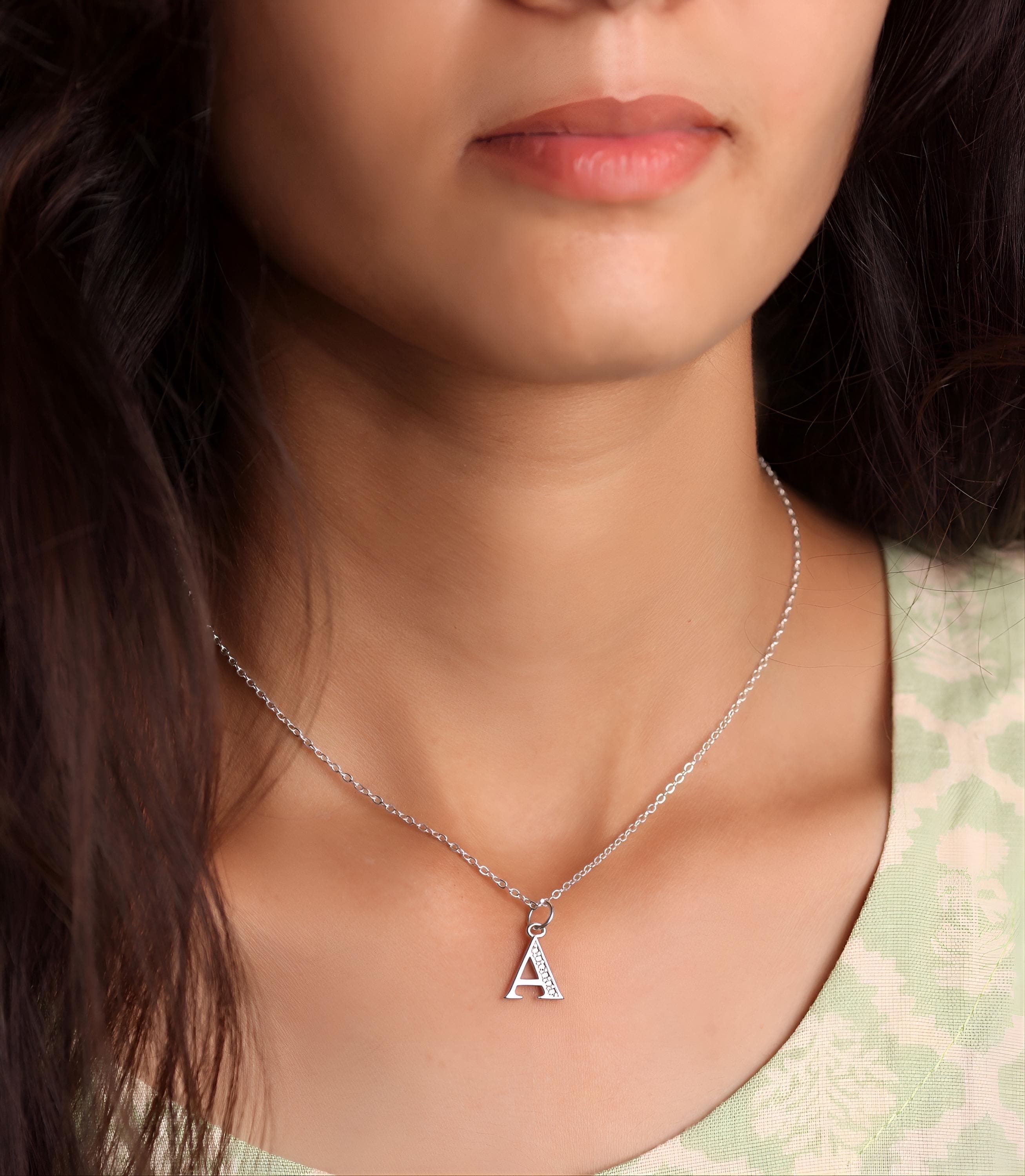 Personalized Silver Initial Necklace A-Z | Custom Letter Pendant | Dainty Alphabet Necklace | Minimalist Jewelry, Gift for Women uk