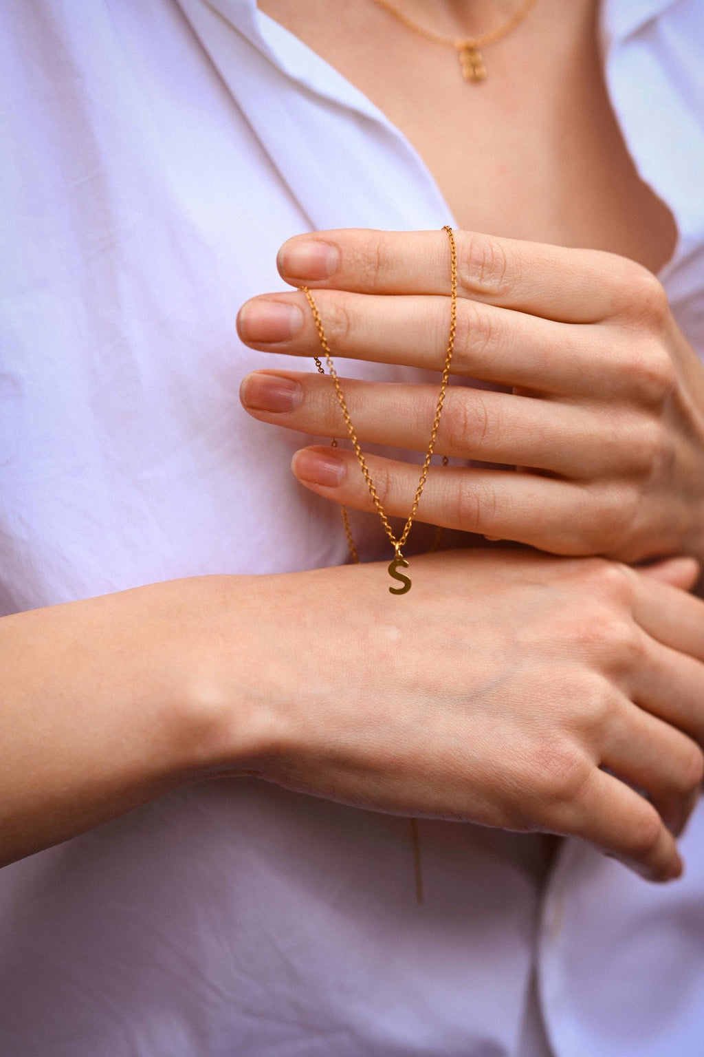 Tiny 14k Gold-Plated Initial Necklace – Dainty Letter Pendant A-Z, Personalized Gift for Her