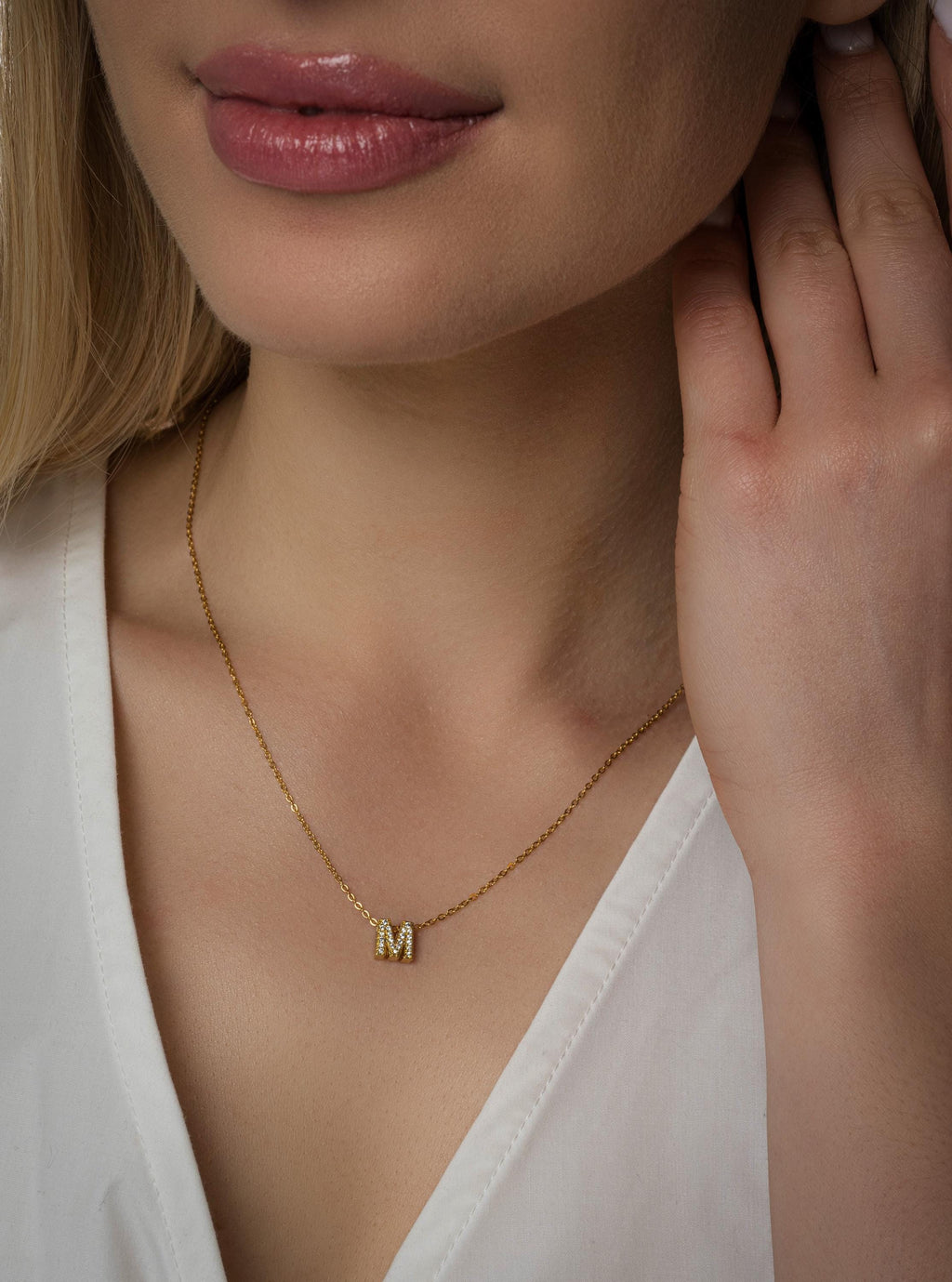 Tiny Initial Necklace – 14K Gold or Silver Plated Letter Pendant – Dainty Personalized Gift