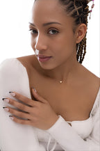 Dainty Minimalist Heart Necklace, 14k Gold or Silver Plated Stainless Steel, Tiny Crystal Pendant, Gift for Her