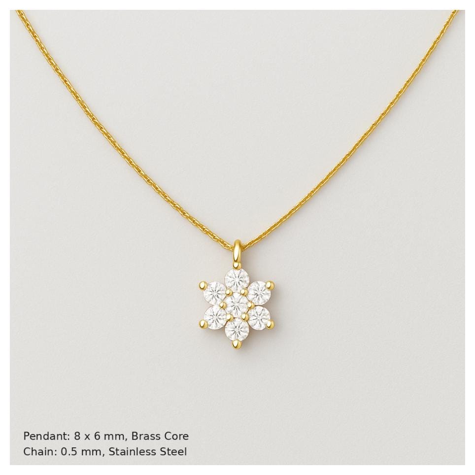 Minimalist Snowflake Necklace in 14K Gold | Tiny Pendant for Everyday Wear | Brass Base Jewelry Gift