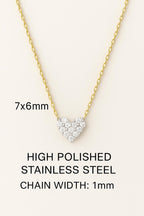 Dainty Heart Pendant Necklace with Cubic Zirconia, 14k Gold Plated, Gold & Silver Options, Minimalist Jewelry Gift for Her
