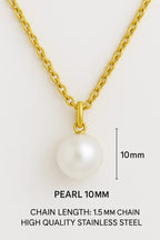 Gold Pearl Pendant Necklace – Elegant Bridal & Bridesmaid Gift, 8mm or 10mm Imitation Pearl Women, Gift for Her