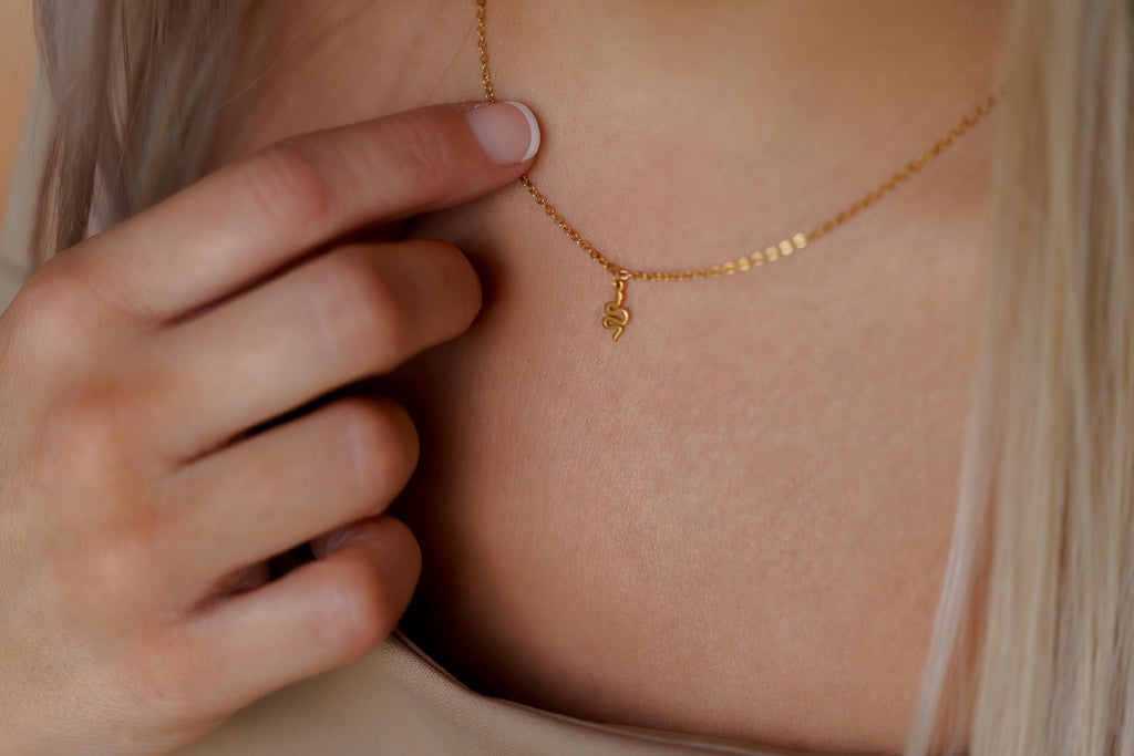 Tiny Snake Necklace  – Dainty Serpent Pendant in Gold or Silver | Symbolic Minimalist Jewelry | Elegant Gift for Her