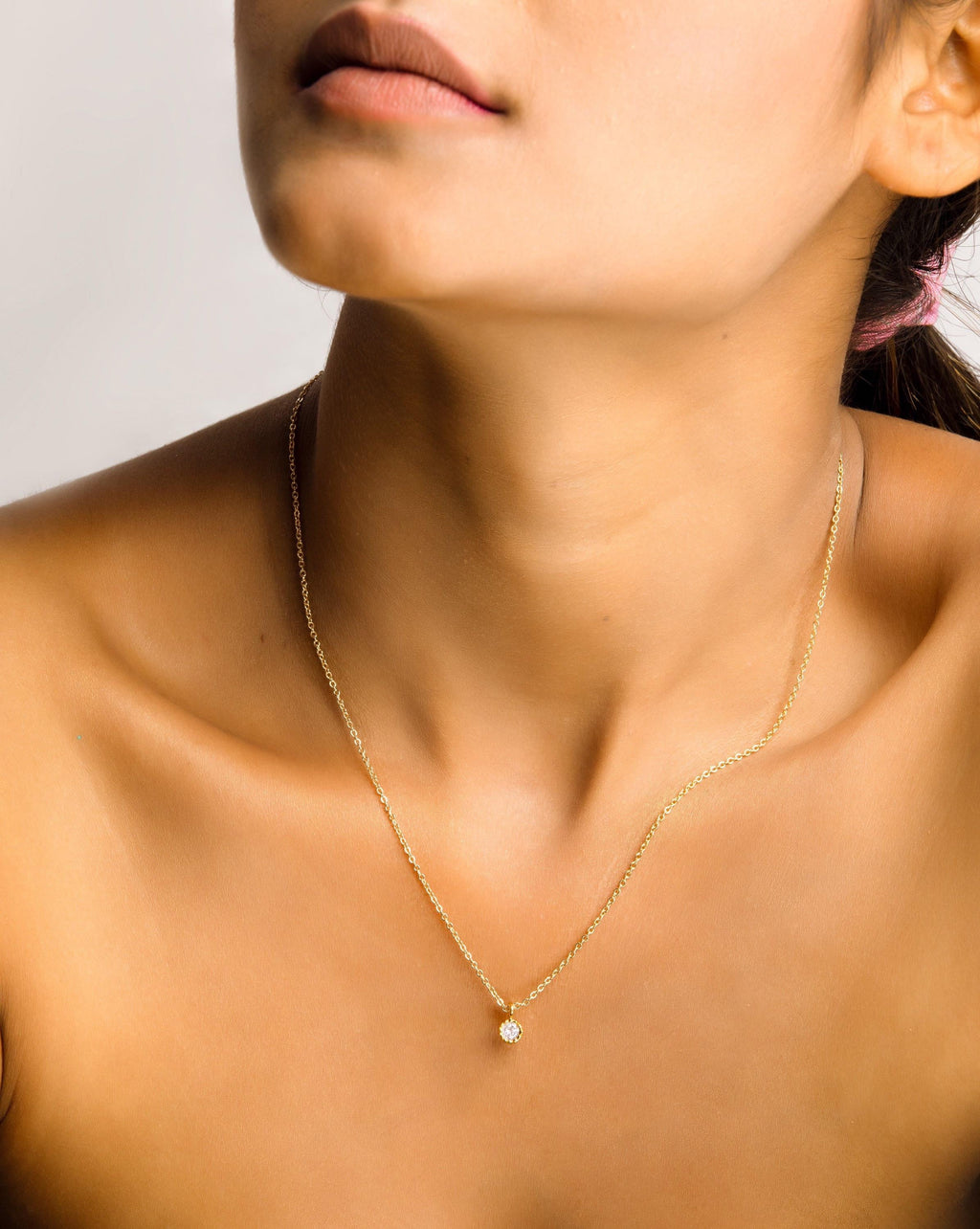 Minimalist Solitaire Necklace, Dainty Gold or Silver Chain with Sparkling CZ Stone, Everyday Necklace, Bridesmaid Jewelry, Elegant Gift for