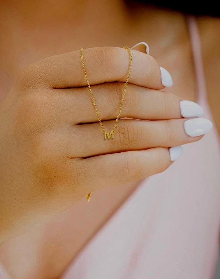 Minimalist Gold Initial Necklace • Dainty Letter A to Z Pendant • Personalized Jewelry Gift for Her • Everyday Layering Necklace