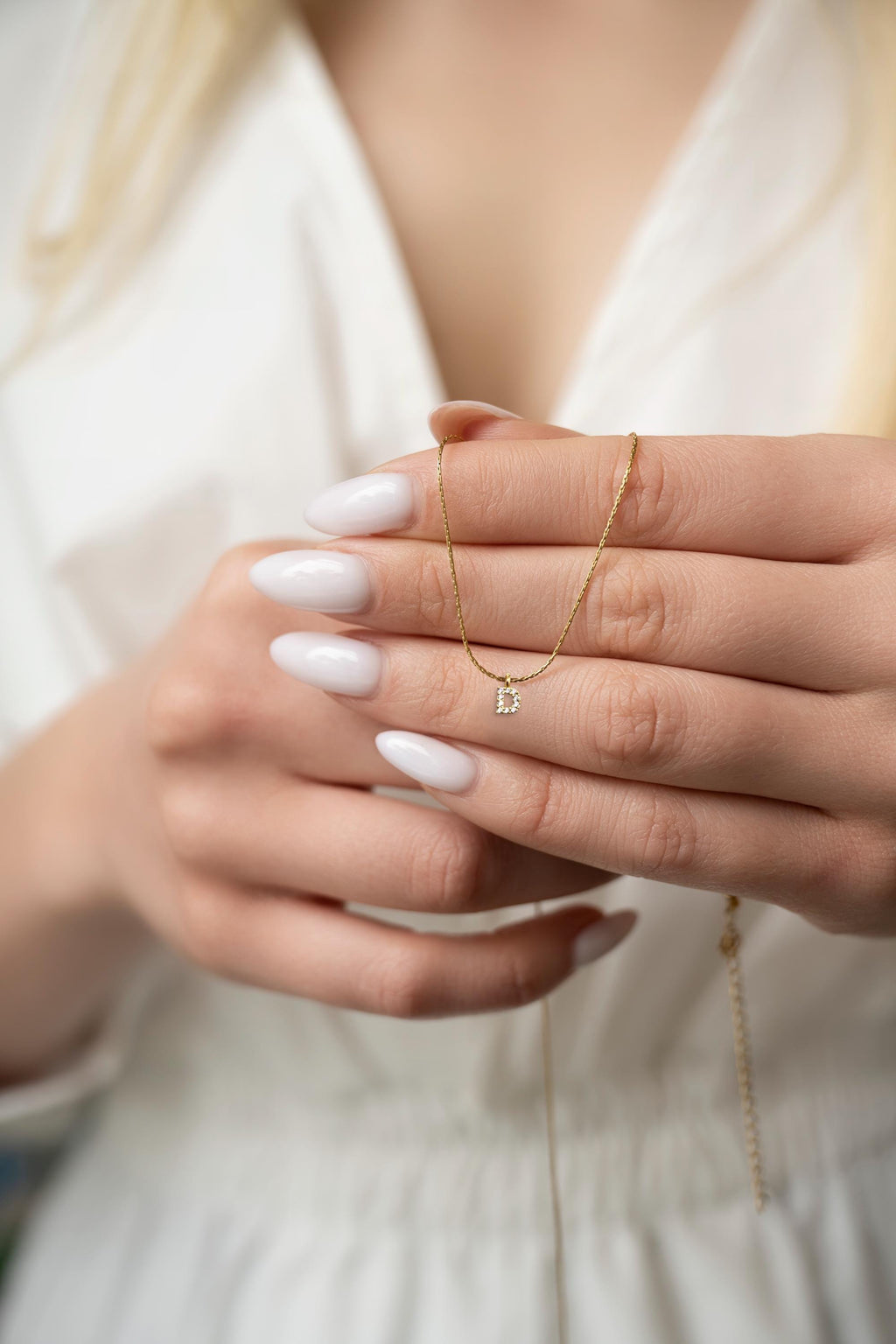 Custom Gold Initial Necklace, Dainty Personalized Letter Pendant with Cubic Zirconia, Name Jewelry Gift for Her, Bridesmaids, Best Friend mo