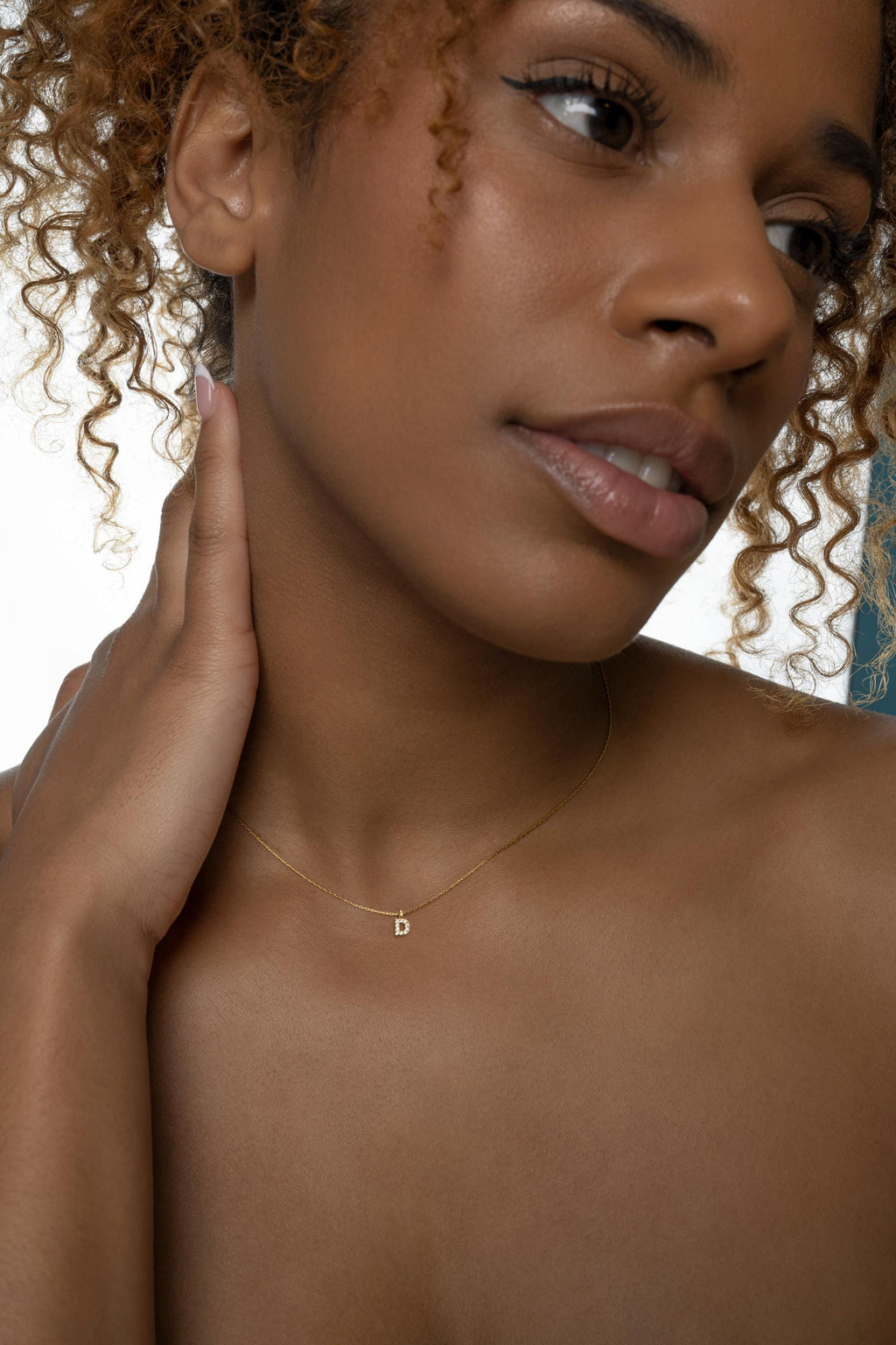 Custom Gold Initial Necklace, Dainty Personalized Letter Pendant with Cubic Zirconia, Name Jewelry Gift for Her, Bridesmaids, Best Friend mo