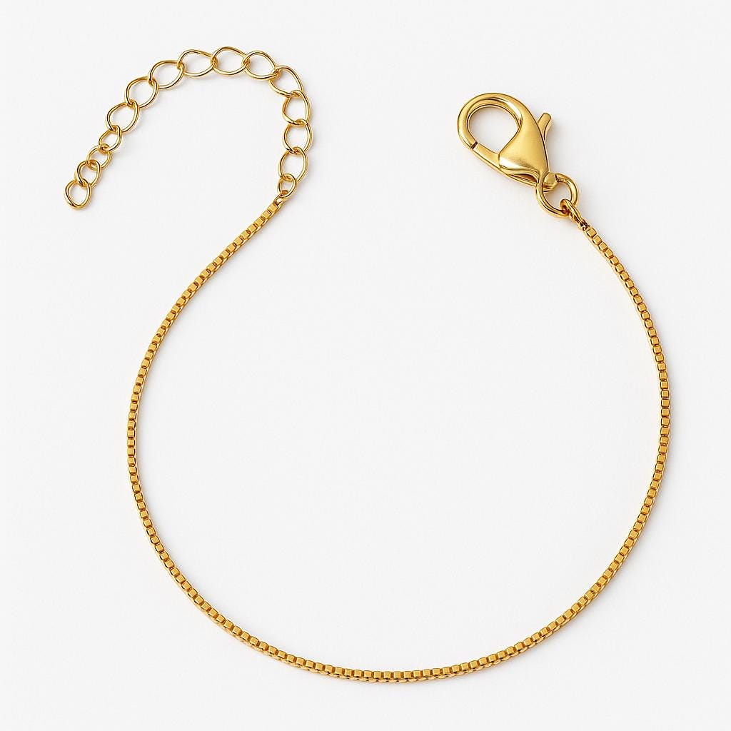 14K Gold Box Chain Necklace - 1mm | Dainty Gold Necklace | Stainless Steel, Color-Resistant, Waterproof | 11"–18" | Gift Pouch Included