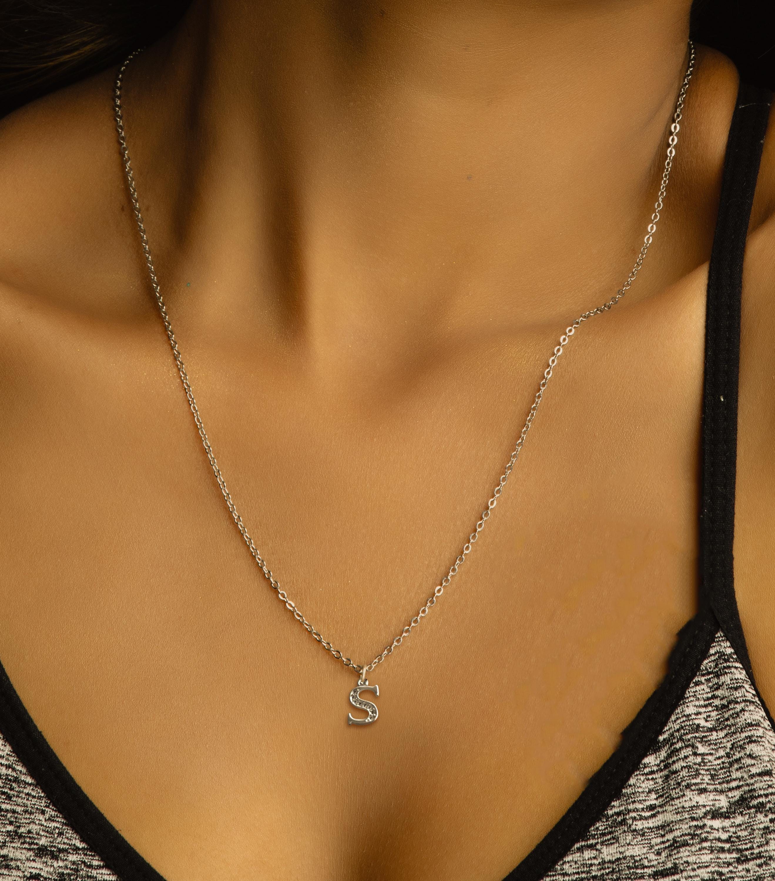 Personalized Silver Initial Necklace A-Z | Custom Letter Pendant | Dainty Alphabet Necklace | Minimalist Jewelry, Gift for Women uk