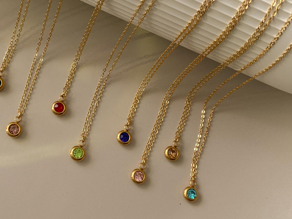 6.5mm Birthstone Necklace, Dainty Gold or Silver Pendant, Personalized Gemstone Jewelry, Gift for Her, Custom Birthday Necklace, Bridesmaid