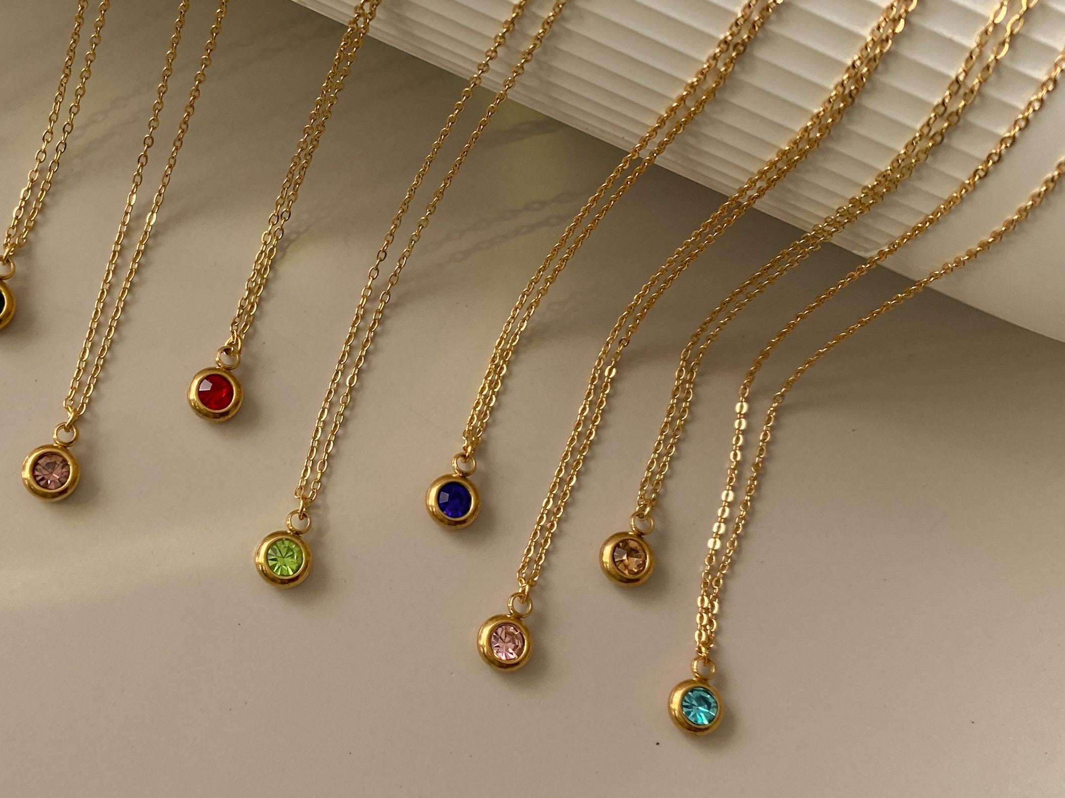 6.5mm Birthstone Necklace, Dainty Gold or Silver Pendant, Personalized Gemstone Jewelry, Gift for Her, Custom Birthday Necklace, Bridesmaid