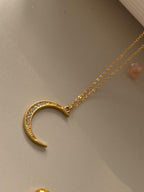 Crescent Moon Necklace – Gold Moon Pendant with Cubic Zirconia | Dainty Gold and Silver Jewelry | Celestial Jewelry Gift for Her Uk