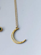Crescent Moon Necklace – Gold Moon Pendant with Cubic Zirconia | Dainty Gold and Silver Jewelry | Celestial Jewelry Gift for Her Uk
