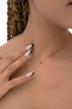 Tiny Zircon Charm Necklace, 14k Gold Plated Dainty Necklace, Minimalist Zircon Pendant | Delicate Jewelry | Gift for Her | Layering Necklace