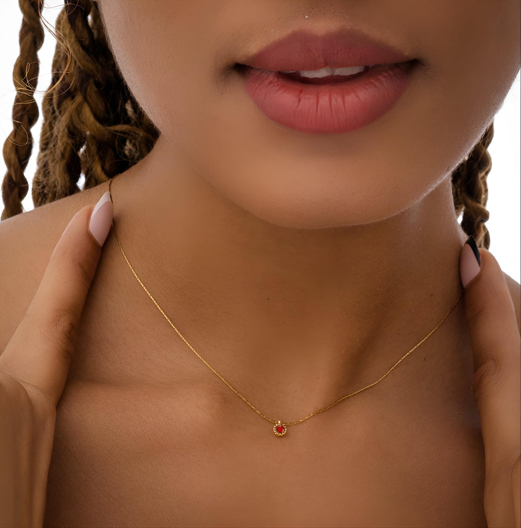 Tiny Zircon Charm Necklace, 14k Gold Plated Dainty Necklace, Minimalist Zircon Pendant | Delicate Jewelry | Gift for Her | Layering Necklace