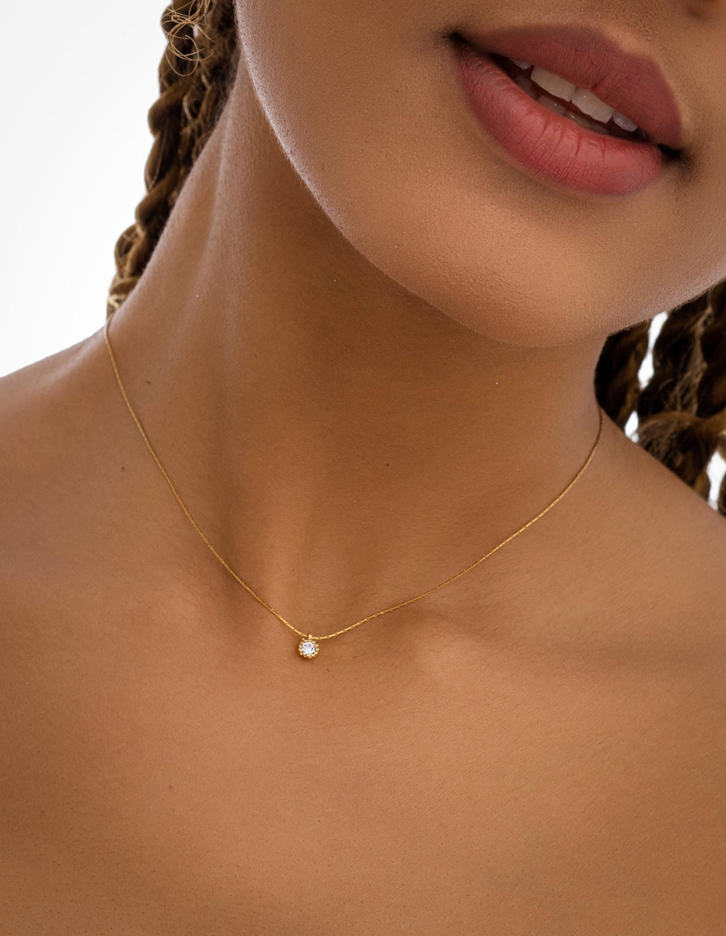 Tiny Gold Necklace | 14K Gold Plated Dainty Pendant | Minimalist diamond Necklace | Delicate Everyday Jewelry | Gift for Her