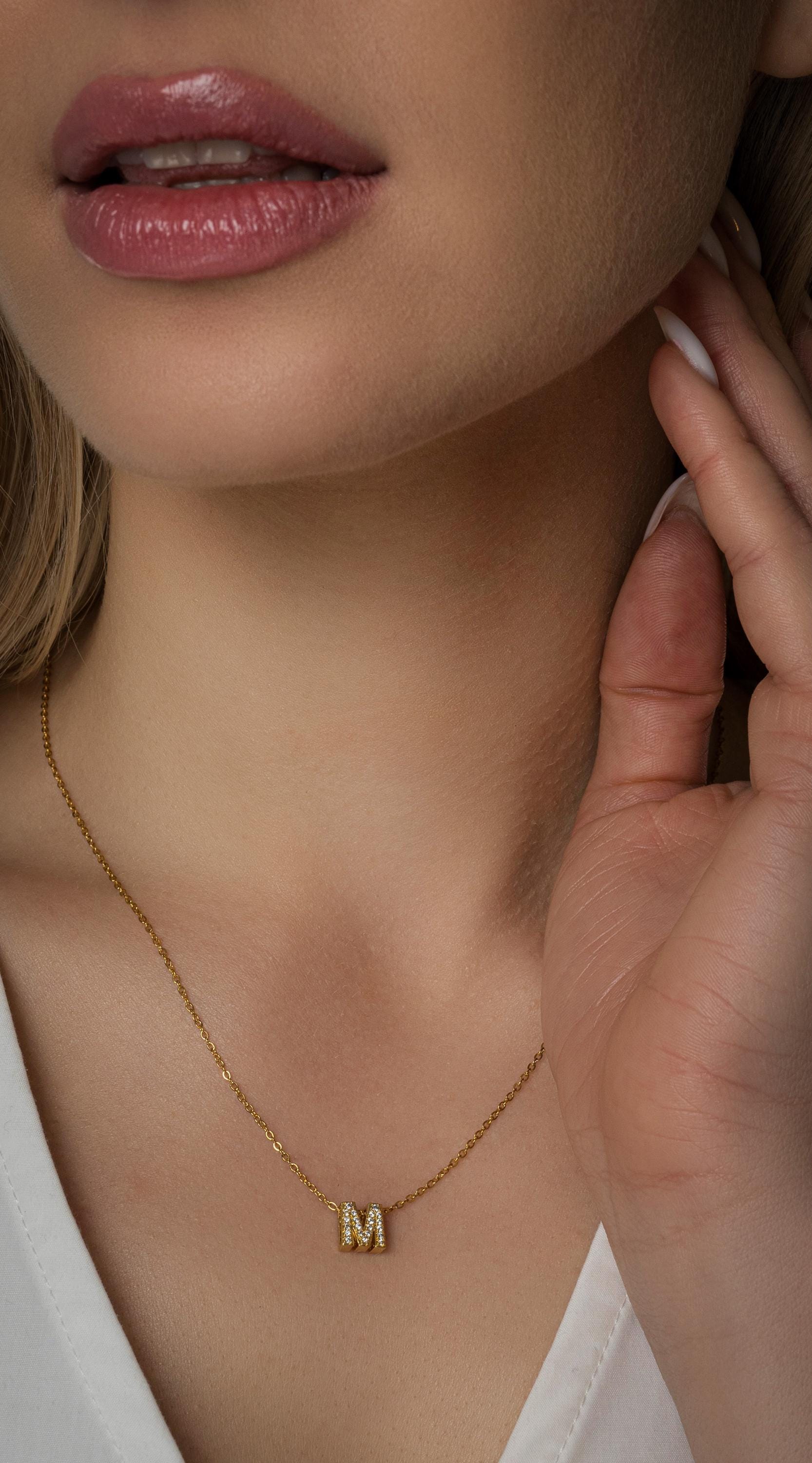 Tiny Initial Necklace – 14K Gold or Silver Plated Letter Pendant – Dainty Personalized Gift