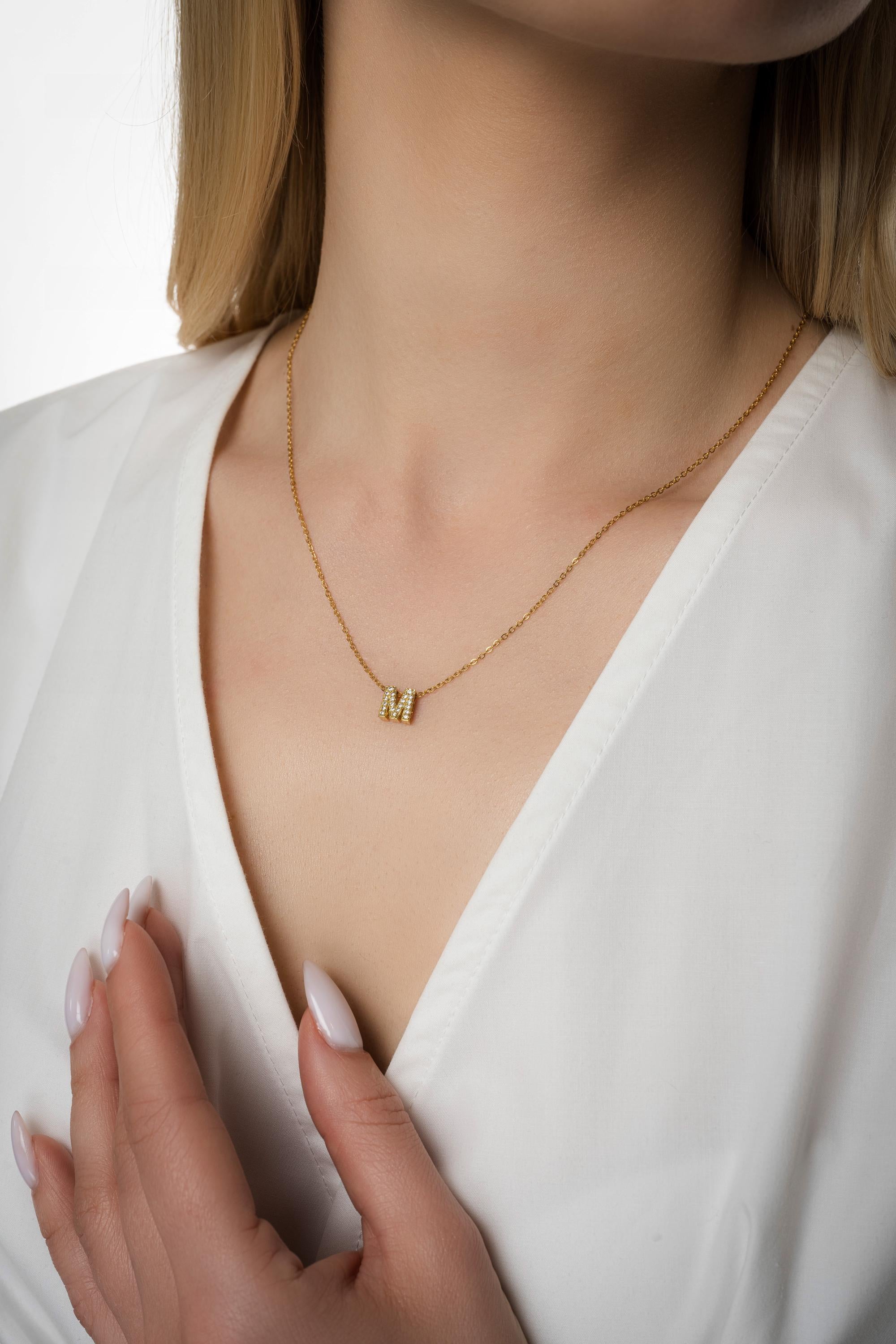 Tiny Initial Necklace – 14K Gold or Silver Plated Letter Pendant – Dainty Personalized Gift