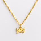 YES Necklace – Affirmation Jewelry for Positivity & Hope, 18k Gold or Silver Word Pendant, Dainty Inspirational Necklace, Gift for Her"