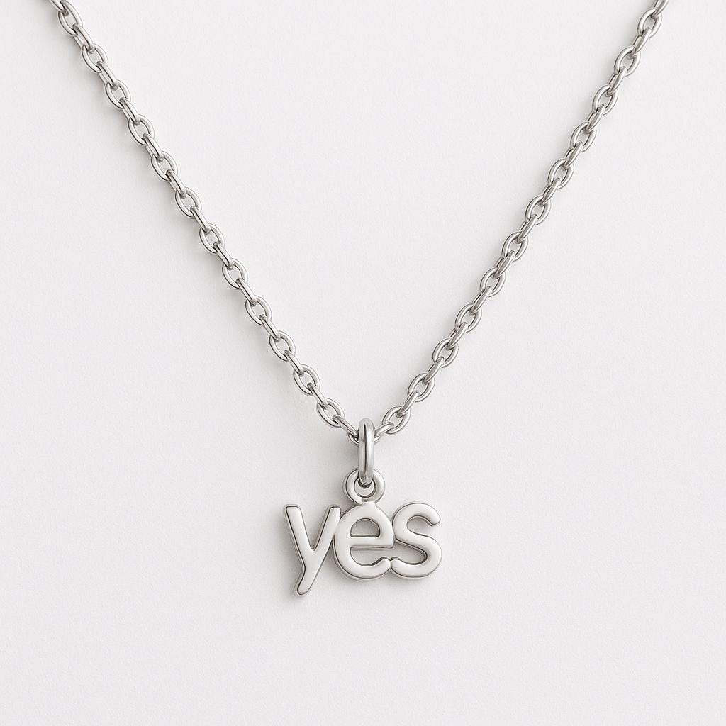 YES Necklace – Affirmation Jewelry for Positivity & Hope, 18k Gold or Silver Word Pendant, Dainty Inspirational Necklace, Gift for Her"