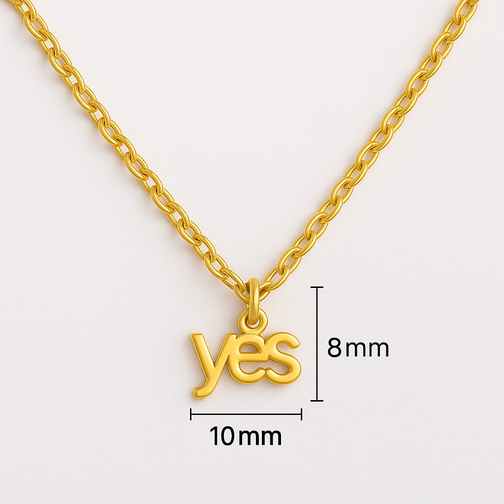 YES Necklace – Affirmation Jewelry for Positivity & Hope, 18k Gold or Silver Word Pendant, Dainty Inspirational Necklace, Gift for Her"