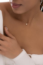 Dainty Minimalist Heart Necklace, 14k Gold or Silver Plated Stainless Steel, Tiny Crystal Pendant, Gift for Her