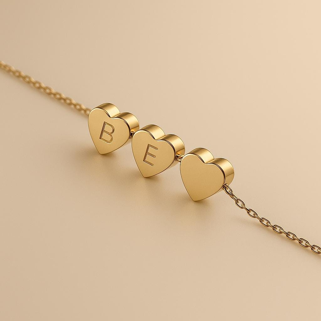 Custom Heart Charm Necklace – 1 to 4 Personalized Charms – 14K Gold Plated or Silver – Dainty Name Necklace – Gift for Her, Best Friend Jewe