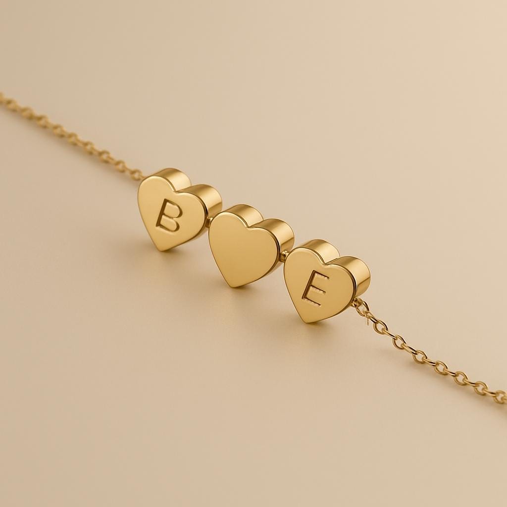 Custom Heart Charm Initial Necklace – 14k Gold Plated Personalized Gift for Her