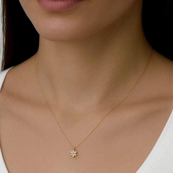 Delicate Gold Flower Pendant Necklace | 14K Gold Plated Dainty Jewelry | Minimalist Gift for Her