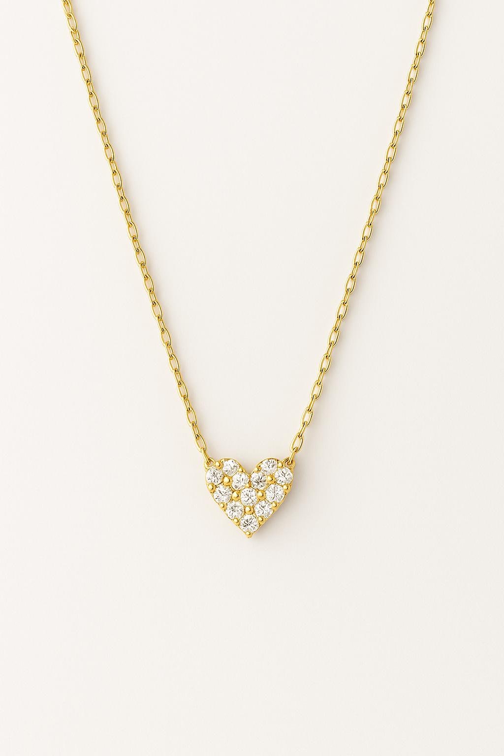 Dainty Heart Pendant Necklace with Cubic Zirconia, 14k Gold Plated, Gold & Silver Options, Minimalist Jewelry Gift for Her