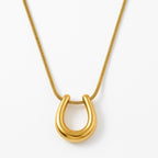 14k Gold Horseshoe Pendant Necklace: Stainless Steel Chain, Lucky Charm