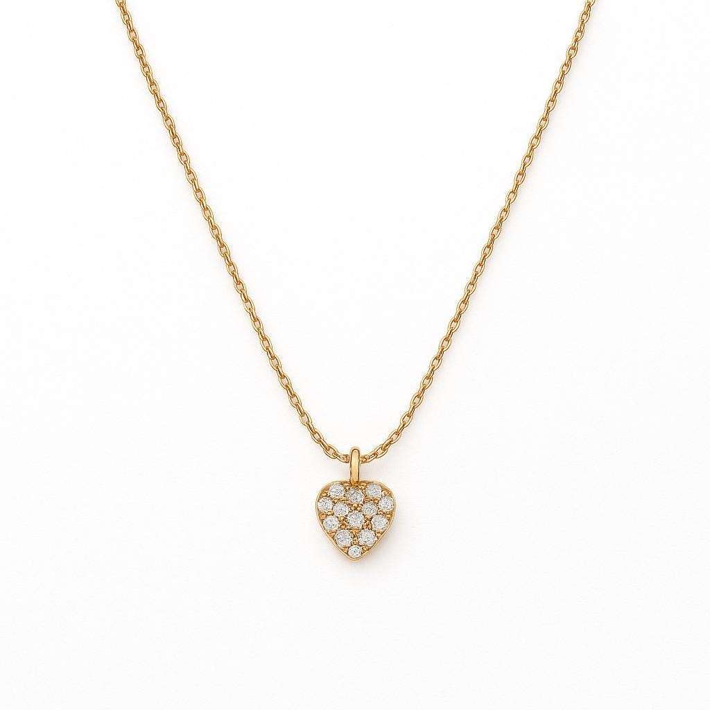 Delicate 14k Gold Heart Pendant Necklace – Tiny CZ Charm on 14K Plated Chain | Minimalist Everyday Jewelry | Anti-Tarnish, Gift-Ready
